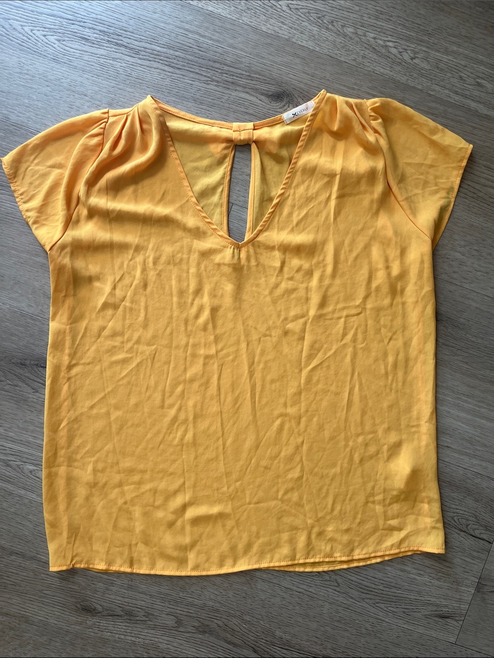 Everly Sunny Yellow Keyhole V-Neck Blouse